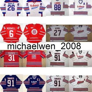 Weng Go gepersonaliseerd OHL OSHAWA Generals Jersey 26 Shane Doyle 6 Jimmy McDowell 88 Eric Lindros Mens Dames Kids Hockey Jerseys Doelstelling