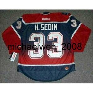 Weng HENRIK SEDIN 2002 CCM maillot de hockey retourné tout cousu qualité supérieure n'importe quel nom n'importe quel numéro n'importe quelle taille coupe de gardien de but