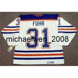 Weng – maillot de hockey Vintage pour hommes et femmes, GRANT FUHR 1984 CCM, à domicile, tout cousu, qualité supérieure, n'importe quel nom, n'importe quel numéro, coupe de gardien de but