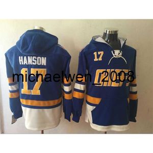 Weng Mens Brothers Charlestown Slap Shot Movie Jerseys 16 18 17 Steve Hanson Hoodies Jerseys Sweatshirts Cousu de haute qualité vintage