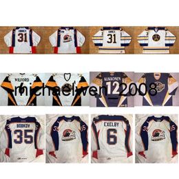 Weng Heren Dames Kinderen 2017 Aanpassen ECHL Norfolk Admirals 6 Marty Wilford 12 Lasse Kukkonen 6 Exelby Gestikte Hockeyshirts Goalit Cut