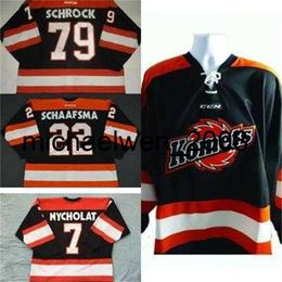 Weng Hommes Femmes Enfants Personnaliser ECHL Fort Wayne Komets 79 Kayleigh Schrock 22 Jamie Schaafsma 100% Broderie Maillots de hockey bon marché Goalit Cut