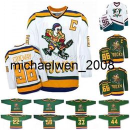 Weng Mighty Movie Jersey 14 Antti Aalto 21 Ted Donato 22 Luis Mendoza 31 Steve 56 Russ 86 Shjon Podein Maillots de hockey