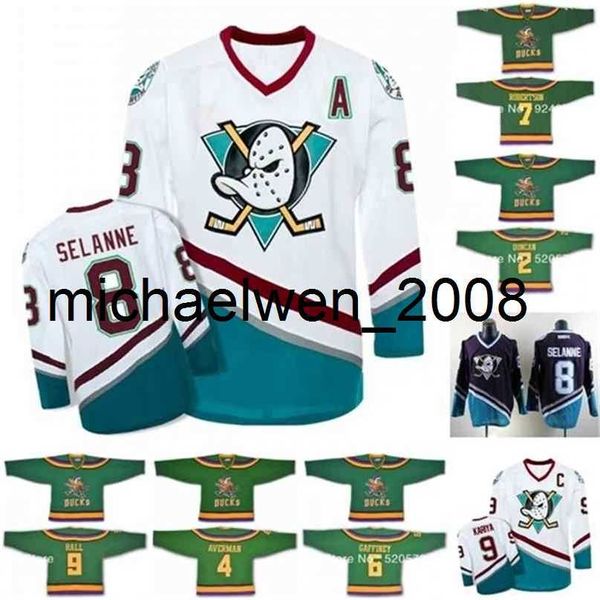 Weng Mighty Movie Jersey 2 Tammy 4 Les Averman 5 Tammy 6 Cat Gaffiney 7 Dwayne Robertson 8 Teemu Selanne Maillots de hockey