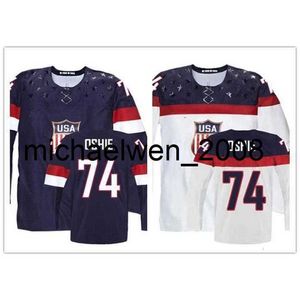 Weng Top Quality T.J.Oshie USA Jersey a cousu SOCHI 2014 Team USA 74 TJ Oshie Jersey American Hockey Jersey