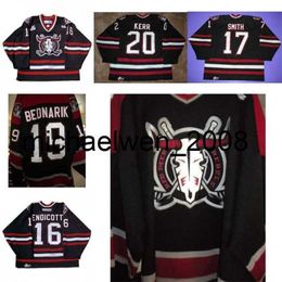 Weng vintage zeldzame aanpassen WHL Red Deer Rebels 17 Jeff Smith 20 Stuart Kerr 19 Lukas Bednarik Mens Dames Ice Hockey Jerseys Doel Cut Cut Cut Cut Cut