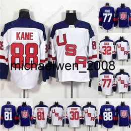 Weng World Cup Blank Team USA Hockeyshirts 32 Jonathan Quick 67 Max Pacioretty 77 TJ Oshie 81 Phil Kessel 88 Patrick Kane Hockeyshirt