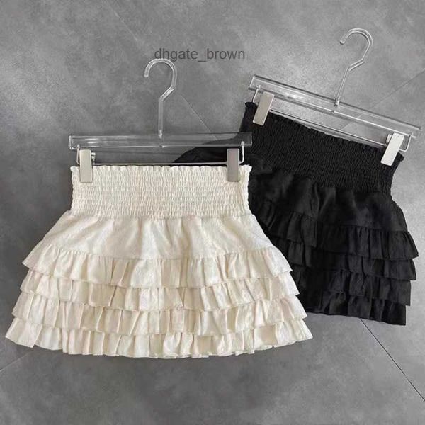 Wenjiali Cream Brand Girls Feel Slim Black and White Lace Gâteau moelleux Halpe Jirt High Taist Short Jirt Spring / été