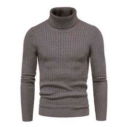 Wenyujh Casual Hommes Hiver Couleur Unie Col De Tortue À Manches Longues Twist Tricoté Slim Pull Chandails Tricotés Pull Hommes Chandails L220730