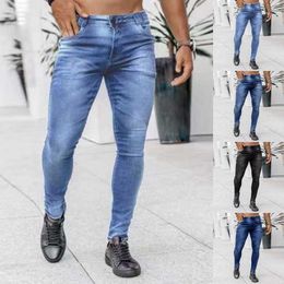 Wenyujh heren rechte denim jeans broek slim fit jean skinny fietser broek skinny potlood broek lage taille mannen straat bodems x0621