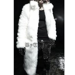 Wepbel noir et blanc gothique vestes manteau pardessus hiver homme Imitation fourrure longue Trench manteau hommes à la mode fourrure vestes 240110