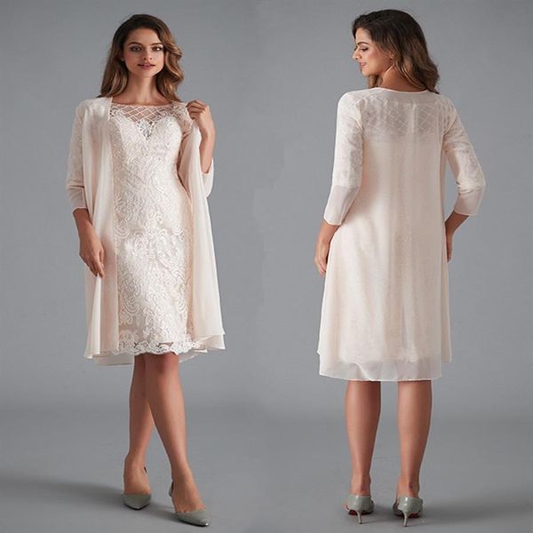 Werbowy, rosa claro, vestidos de madre del novio para mujer, vestidos de encaje de longitud de té para madre con chaqueta, vestidos de noche formales 236E