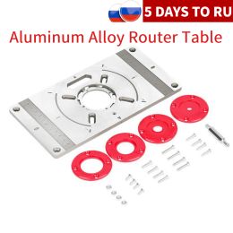 werken Aluminium Router Tafel Inzetplaat Trimmachine Gravure Tool Flip Board met 4 ringen voor houtbewerking