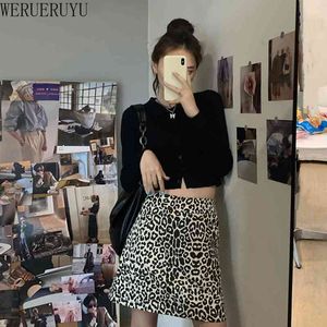 Werueruyu Tight Party See Skirts Micro Mini Hoge Taille Sexy Leopard Snake Patroon Casual Pakket Heup Short 210608