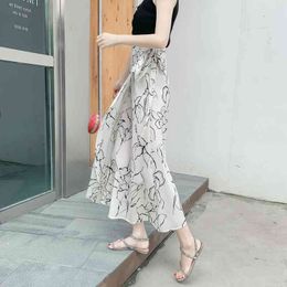 Werueruyu Dames Hoge Taille Polka Dots Rok Elegante Midi Long S Wrap Chiffon Korean Fashion 210608