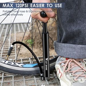 West Biking 120 PSI MTB Route Pompe à vélo long tuyau de cyclisme Air Schrader Presta Valve MTB Road Bike Tire Pompe en alliage