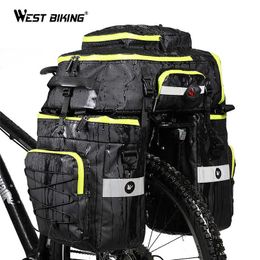 WEST BIKING 75L alforjas de bicicleta de gran capacidad 3 en 1 bolsas mochila de ciclismo bolso de doble cara impermeable MTB Bike Trunk Bag 0201