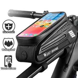 Sac à vélo de vélo de West 7,0 pouces Téléphone étanche à trame avant Cycling Sensitive Topp Screen MTB Road Bike 231227