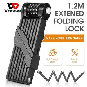 WEST BIKING Fiets Opvouwbaar Kettingslot Anti-diefstal Combinatieslot Zware veiligheid Motorfiets MTB Wegwielrennen Elektrisch slot 240318