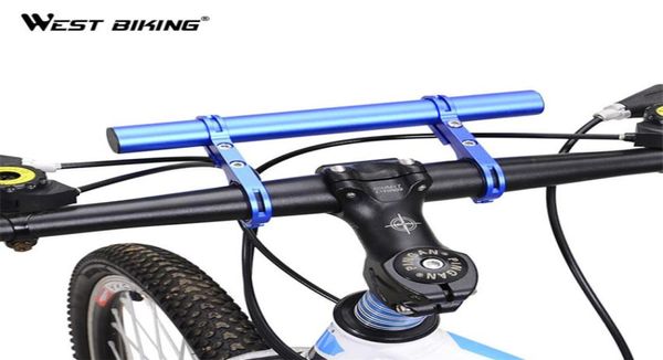 West Biking Extension de guidon de vélo 254318mm cadre de cyclisme support de montage à Double extension pour éclairage de vélo C1904130136178949362953