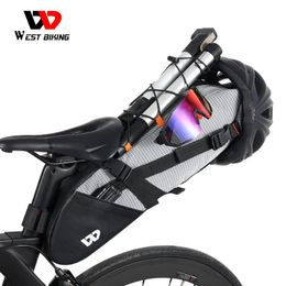 Bolsa de silla de silla de bicicleta de West Bicycle 10L Plegable debajo del asiento Bike 100% impermeable Herramientas Pannier MTB Ciclismo Cinco trasero 240416