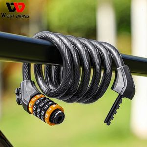 WEST BIKING câble de verrouillage de vélo vtt vélo de route antivol mot de passe de sécurité serrures de vélo pour Scooter moto accessoires de vélo 240106