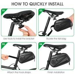 West Biking Biking Bike Saddle Bag 3D Shell Waterproof Reflective Pack Cycling Achterstoelpost Bicycle Tail Bag voor fietsaccessoires