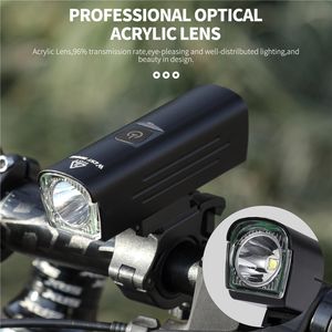 West Biking Contest Level Bicycle Light 1300 Lumen USB Oplaadbare zaklamp MTB Road Bike LED -koplamp Waterdichte achterlamp