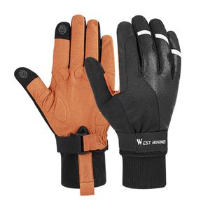 WEST BIKING gants de cyclisme hiver gants de vélo en peluche vélo écran tactile équitation vélo portable anti-poussière pièces de cyclisme H1022