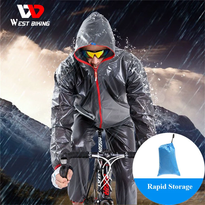 WEST BIKING Cycling Outfit Men's Motorcycle Rain Coat Reflective Safety Women's Sports Waterproof Jacket MTB Bicycle Clothing