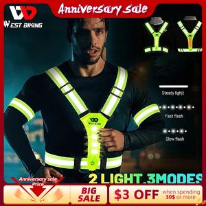 Gilet de sécurité cycliste de vélo de West avec gilet réfléchissant léger Night Walking Scooter Scooter clignotant pour courir les hommes de pêche 240323