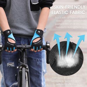 West Biking Halve Vinger Handschoenen Ademend Antislip Siliconen Palm Hollow Back Handschoenen Sport Training Fitness Fietsen Unisex Glove H1022