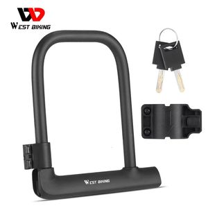 West Biking Locks de vélo de service lourd U Forme de scooter électrique Verrouillage de vélo Antitheft avec 2 touches ACCESSOIRES DE ROUTE MTB 240401