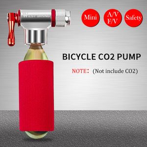 West Biking Mini Bicycle Pumple Aluminium MTB Bike CO2 Inflateur de basket-ball Inflateur à manches isolées Pompe à bille à vélo à cyclis