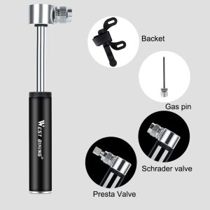 West Biking Mini Bicycle Pump Cycling Hand Luchtpomp voor Bike Tyre Inflator Bicicleta voor AV/FV MTB Mountain Bicycle Bike Pump