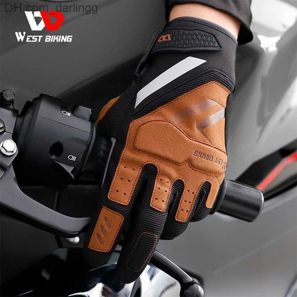 WEST BIKING Gants de cyclisme de moto antichoc Gants de vélo à doigt complet Gants de sport à écran tactile Hommes Femmes Gants de vélo VTT Q230825