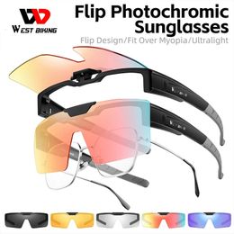 West -fietsen Pochromic fietsglazen sport zonnebril Mannen passen boven bijziendheid MTB Road Cycling brillen