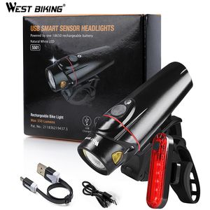 West Biking Pro Bike Light Set Smart Sensor Headlight Light USB USB Imperméable étanché