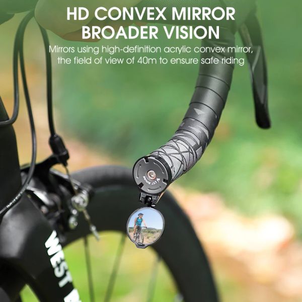 West Bicaking Road Bike retrovisor espejo plegable Tipo oculto MTB Vista trasera Mirror de bicicleta Accesorios de ciclismo