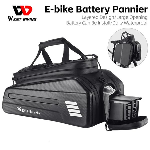 WEST BIKING – sac de batterie multifonction 20l, grande capacité, pochette arrière de vélo étanche, pour vélo électrique, vtt, sacoche de siège arrière de route 240219