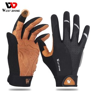 West Biking Summer Cycling Gloves for Men Shockproof Bike Outdoor Sports wandelen Touchscreen Full Finger Bicycle 240402