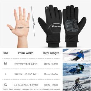West -fietsen Waterdichte fietshandschoenen 3m Thinsulate Thermal Sport Ski MTB Road Bike Gloves Winter warm touchscreen fietsen handschoenen