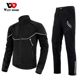 West Biking Winter Mens Tenue de cyclisme en toison Fleece chaude veste Veste de vélo de sport de sport de sport de sport