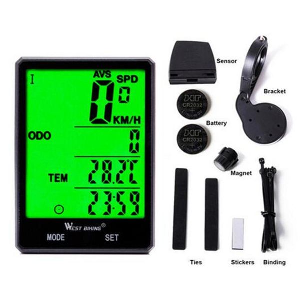 WEST BIKING GPS sans fil ordinateur de vélo grand LED Sn compteur de vitesse compteur kilométrique chronomètre montre étanche taux numérique vtt accessoires de vélo 3526992