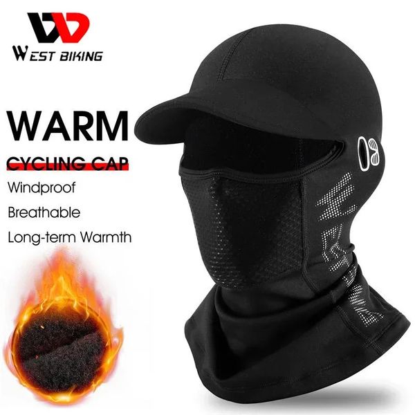 WEST BIKING avec bord hommes femmes masque facial hiver chaud vélo moto casque casquette intérieure pêche cyclisme cagoule voyage chapeau 240102