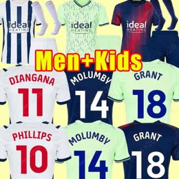 West Brom Soccer Jerseys 23 24Molumby Diangana Dike Burt Asante Albion Camisa de fútbol 2023 2024 Home Away Grant Wallace Phillips Men Kits Kit Uniformes