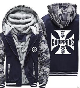 Westkust Choppers Gedrukte Hoodies Men Camouflage Sweatshirts Winter Warm Dikke Fleece Zipper Coat Jacket Harajuku Hoody Male7915575
