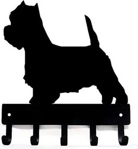 West Highland Terrier Westie Dog Key Rack Hanger Iron Art Wall Decor - Art mural en métal de 6 pouces / 9 pouces