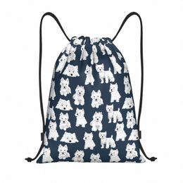 West Highland White Terrier Dog Sacs à cordon pour boutique Yoga Sacs à dos Hommes Femmes Mignon Westie Puppy Sports Gym Sackpack 52gS #