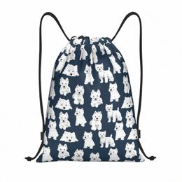 West Highland White Terrier Dog Drawring Tassen voor winkel yoga rugzakken mannen vrouwen schattig Westie Puppy Sports Gym Sackpack V5TP#